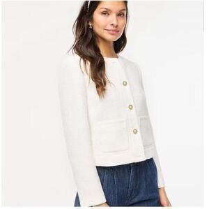 NWT J.Crew Tweed‎ Lady Jacket in White Size 22